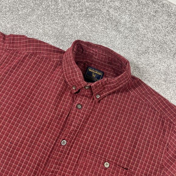 Woolrich Flannel Shirt Mens Extra Large Button Down Cotton Plaid Classic Red - Picture 1 of 12